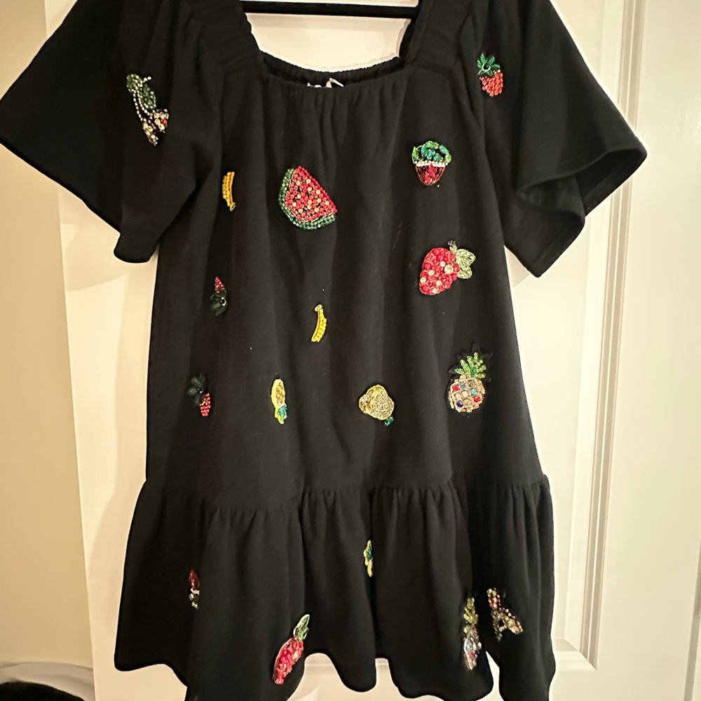 Queen of Sparkles Dress with Fruit Embroidery